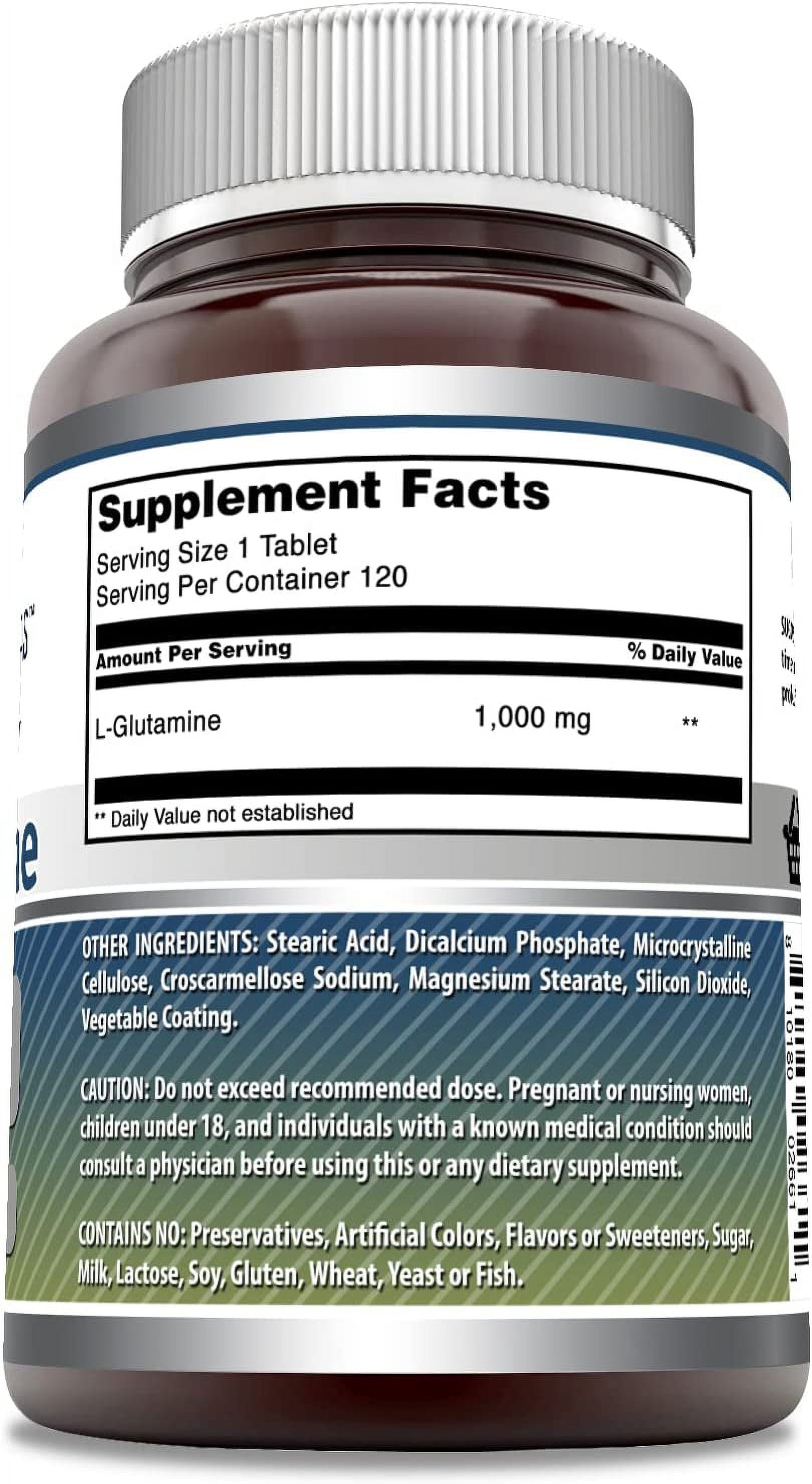 Amazing Formulas L-Glutamine 1000Mg per Serving 120 Tablets Supplement | Amino Acid Supplement for Men & Women | Non-Gmo | Gluten Free | Made in USA | Pack of 3