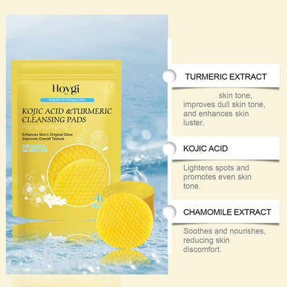 Glowclean™ Kojic Acid & Turmeric Exfoliating Pads – 40/50Pcs Daily Facial Cleansing & Skin Care