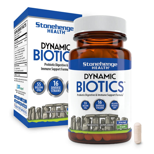 Dynamic Biotics Probiotics 55 Billion CFU, 16 Strains, Prebiotic, Synbiotic, Lactobacillus Acidophilus, Delayed Release, Shelf Stable, Supplement Capsule (1 Pack)